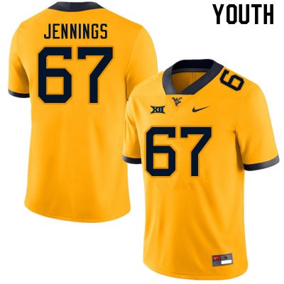 Youth West Virginia Mountaineers NCAA #67 Chez Jennings Gold Authentic Nike Stitched College Football Jersey LY15Z75IN